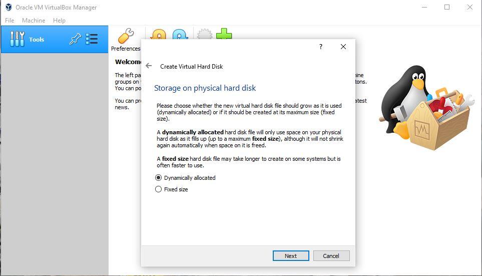 Setup Storage type as Dynamic, so you will only allocate the real container used space from your physical disk.