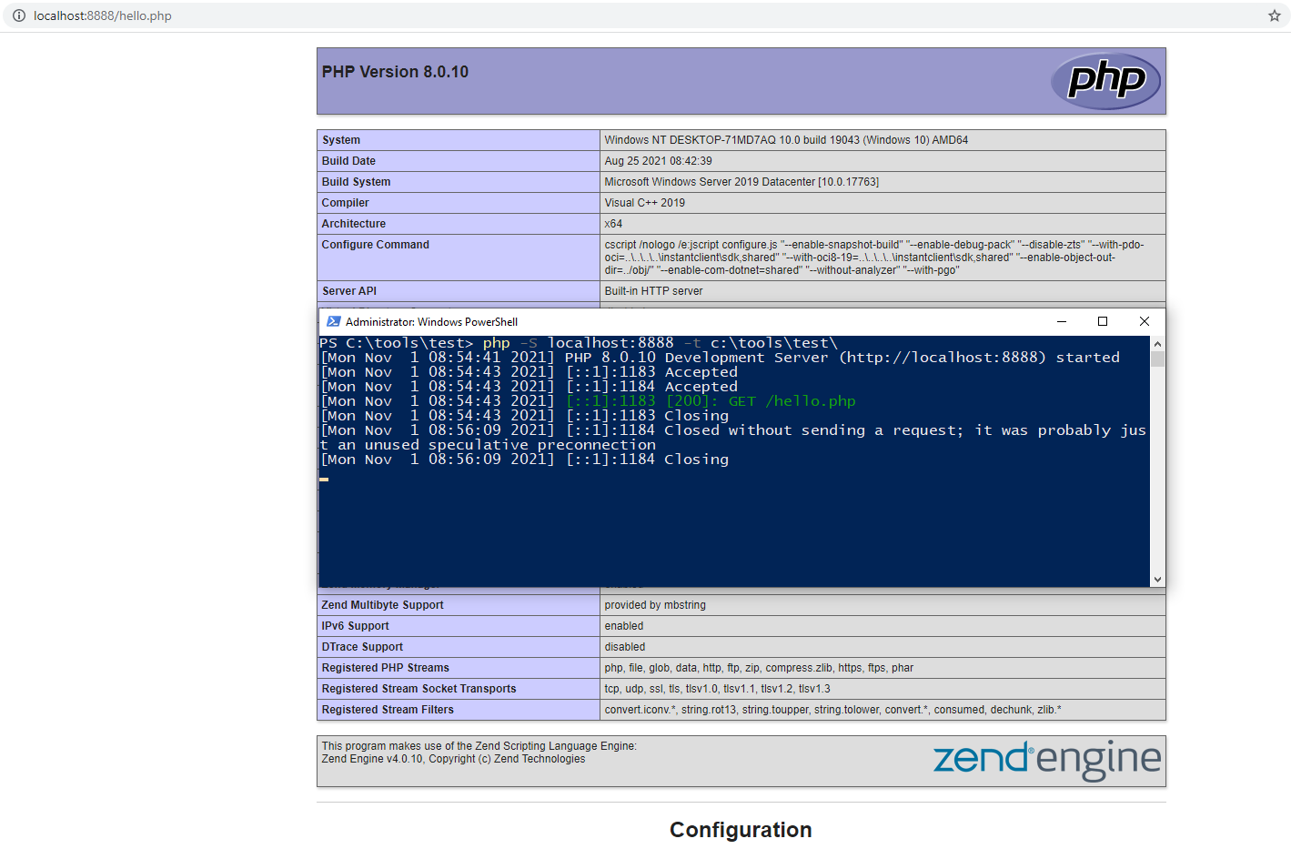 Run PHP build-in Server On Windows