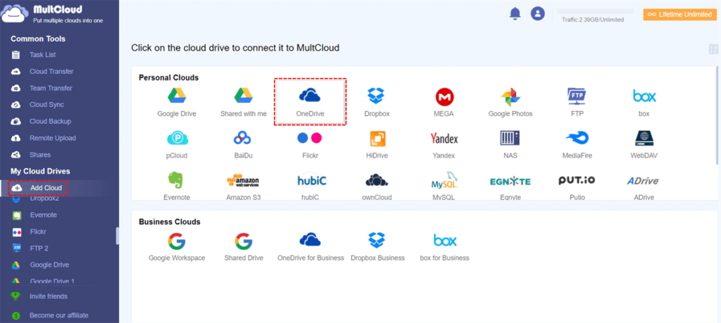 MultCloud- Use MultCloud to Manage Multiple OneDrive Accounts